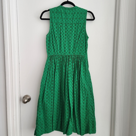 J Crew kelly green eyelet cotton garden midi dress size 2 - Picture 5 of 9